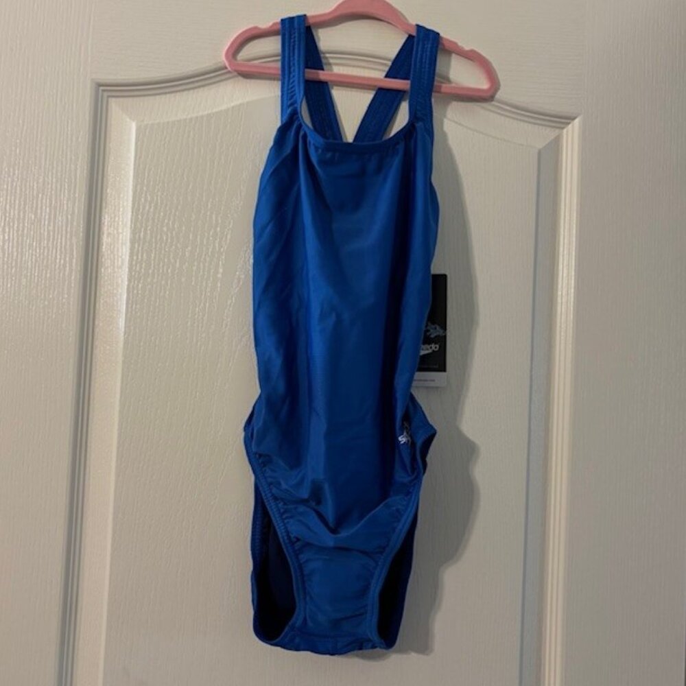 NWT Speedo Women's Blue Swimsuit One Piece Prolt Super Pro Solid Adult SZ 8/34